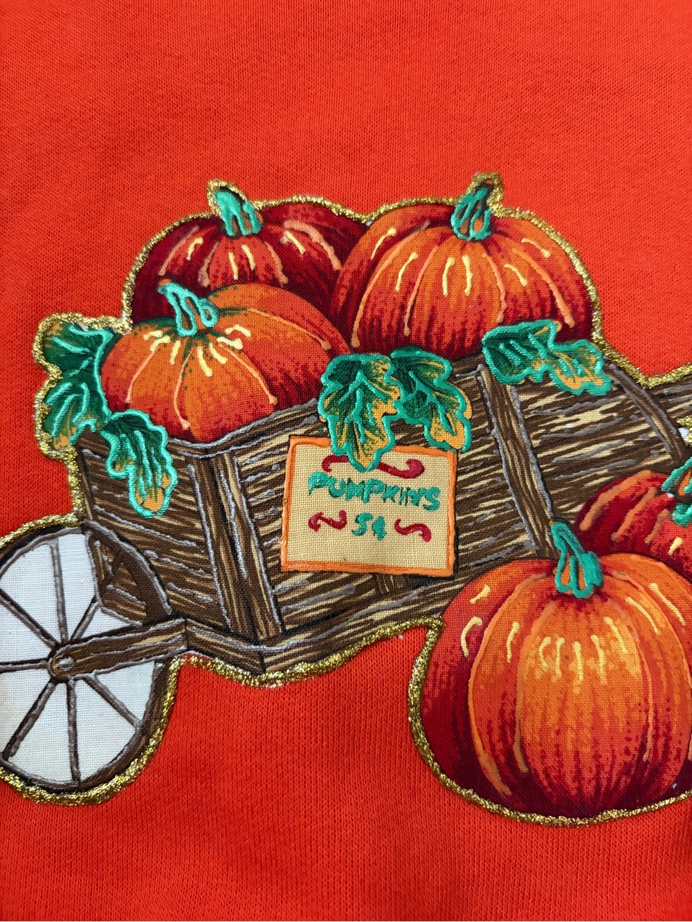 Vtg Rabbit Skins Kids Orange & Black Pumpkin Pullover Sweatshirt Size 4 - Picture 6 of 6